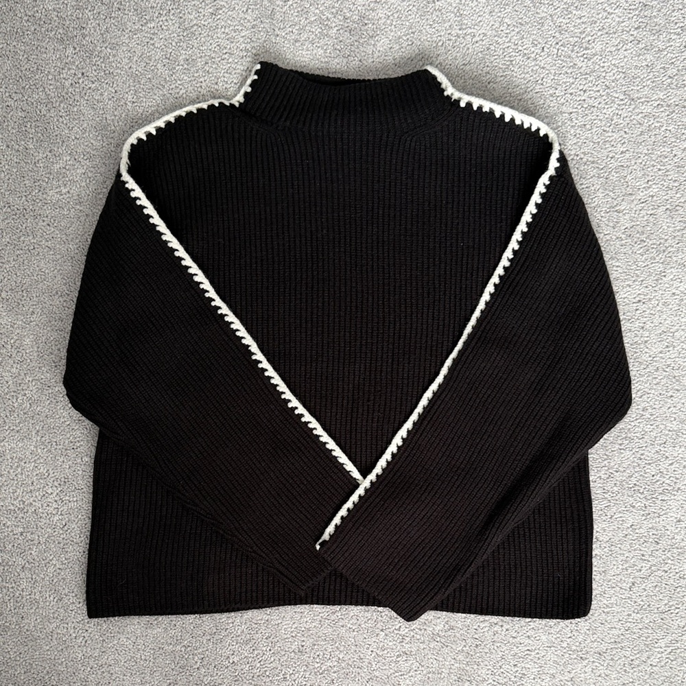 Ann Taylor Black Sweater with White Accents